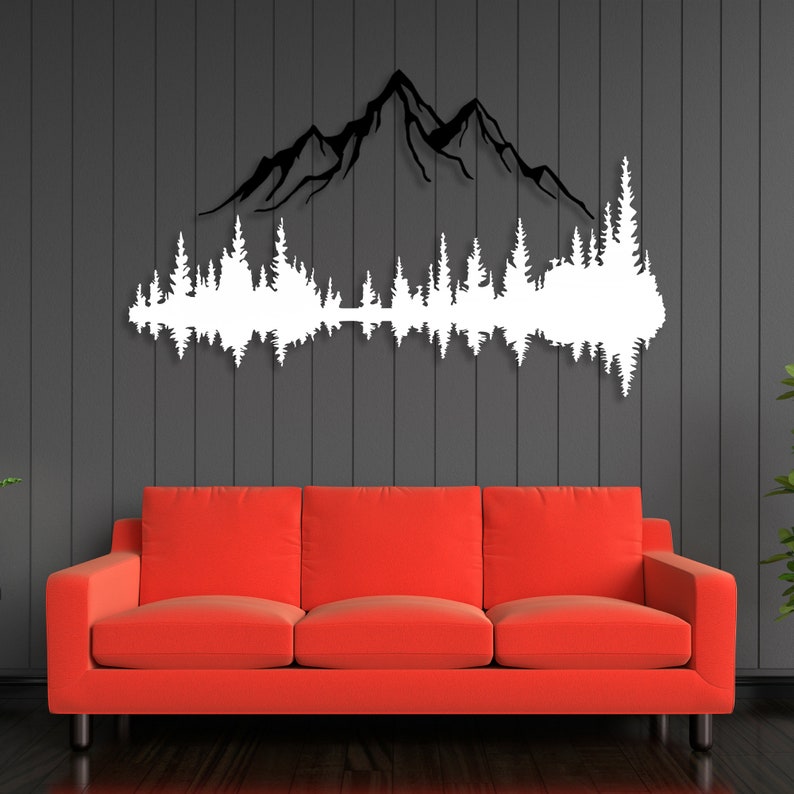 Mountain and Forest Metal Wall Art Hill and Trees Metal Wall Etsy