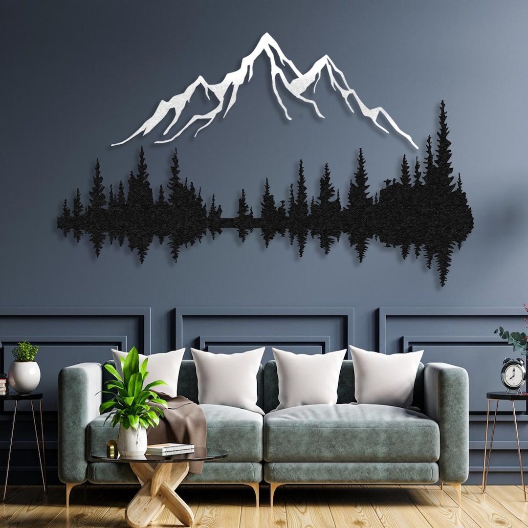 Mountain and Forest Metal Wall Art Hill and Trees Metal Wall Etsy UK