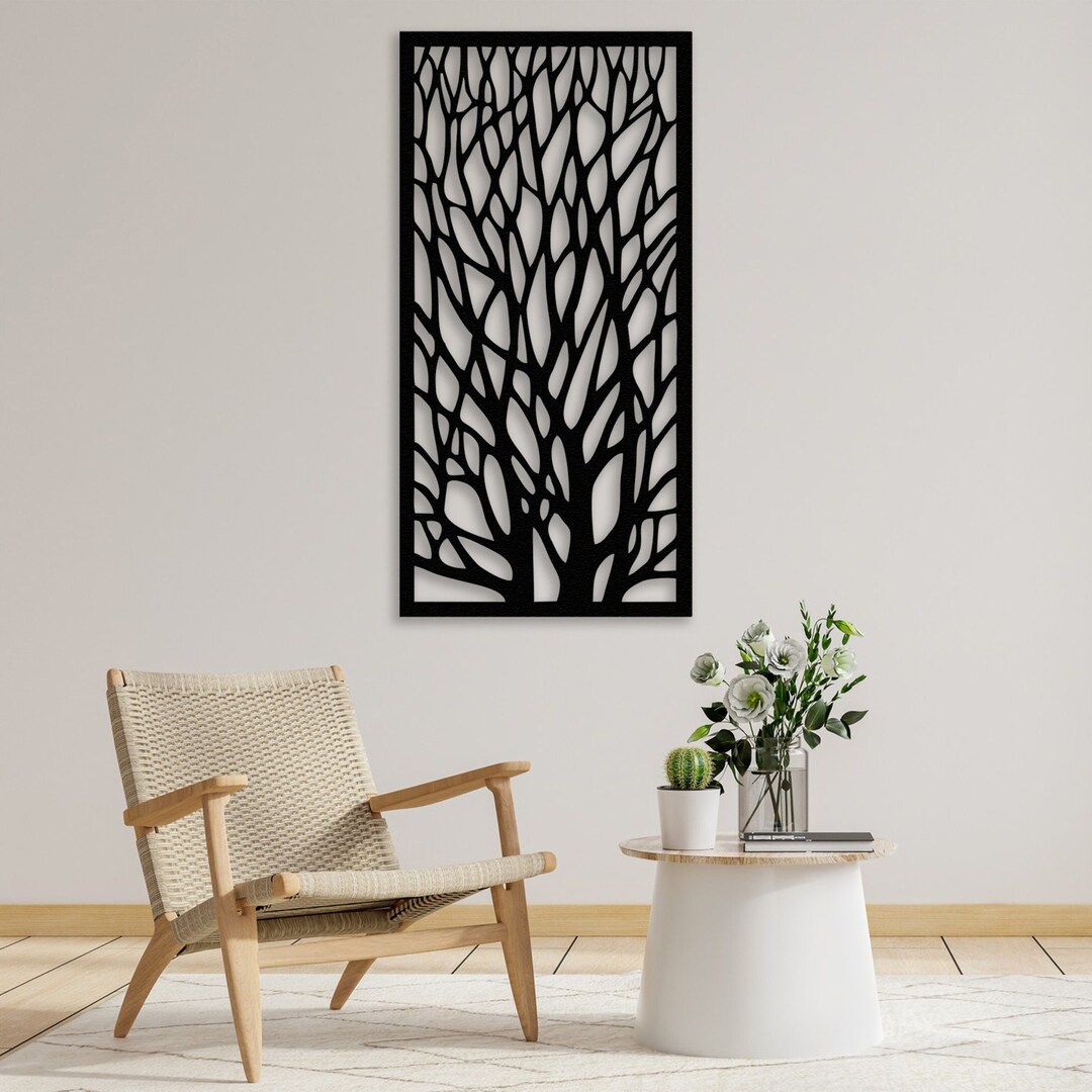 Metal Tree Decor Natural Decoration Black Metal Tree Forest Etsy