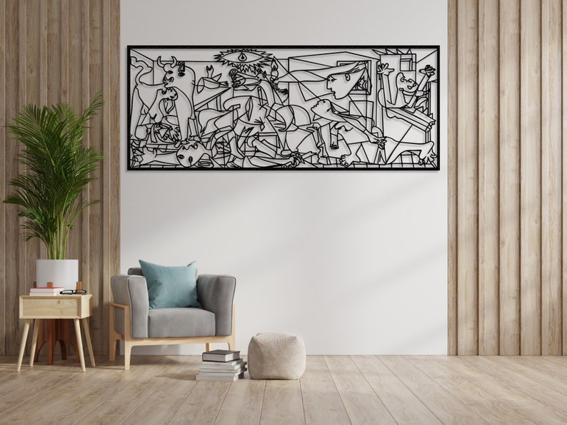 GUERNICA Pablo Picasso Metal Wall Art Cubic Draw Decor Guernica Painting. Cubic Metal Art, Modern Home Decor, Line Art Painting, Home Gift