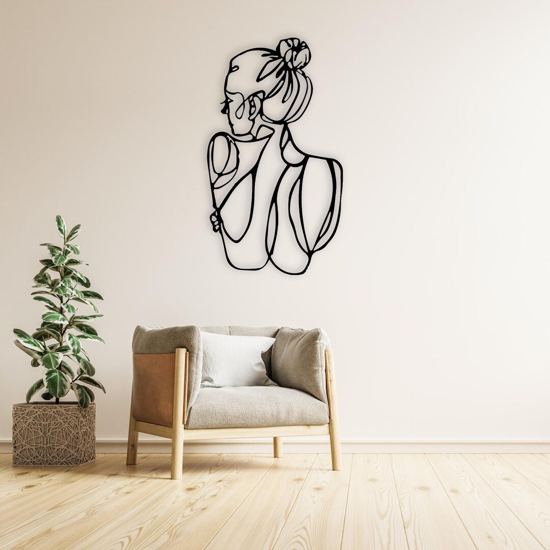 Woman Metal Wall Art Woman Line Art Bathroom Wall Decor Etsy