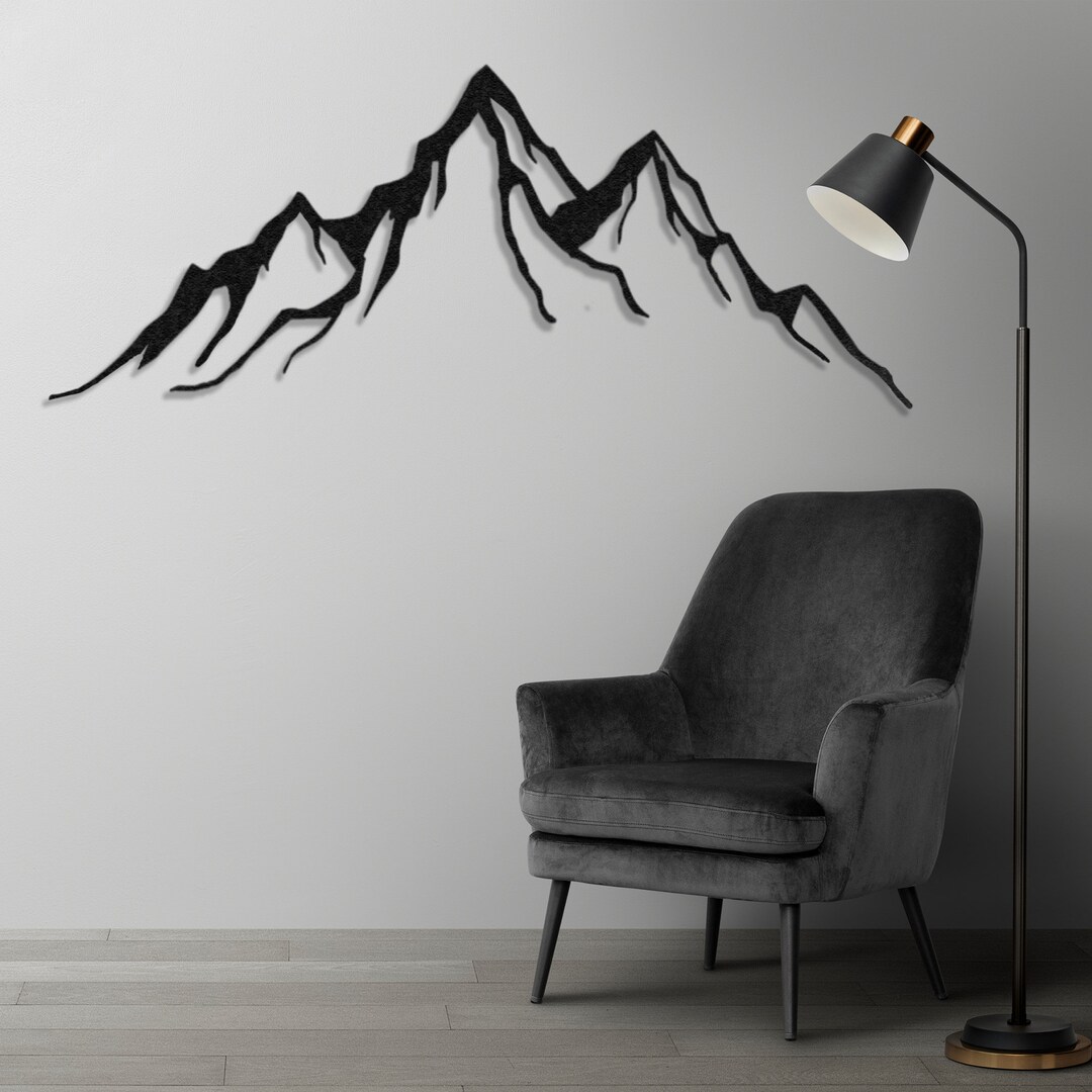 Metal Mountain Wall Decor, Nature Wall Hangings, Forest Mountain Art