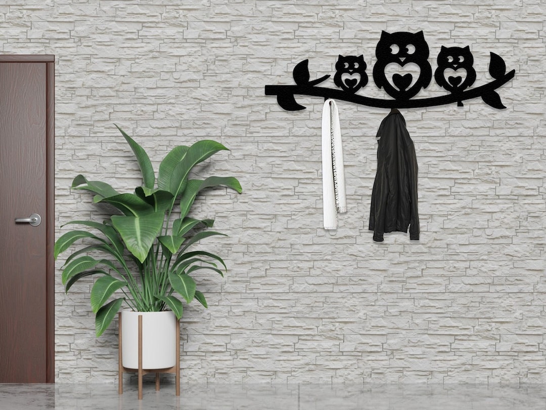 OWLS METAL RACK Wall Hanger, Flower Bird Coat Rack, Floral Entryway