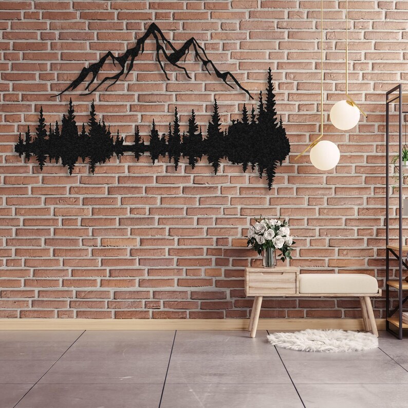 Mountain and Forest Metal Wall Art, Hill and Trees Metal Wall Decor, Nature and Forest Decoration, Metal Home Decoration, Metal Wall Hanging