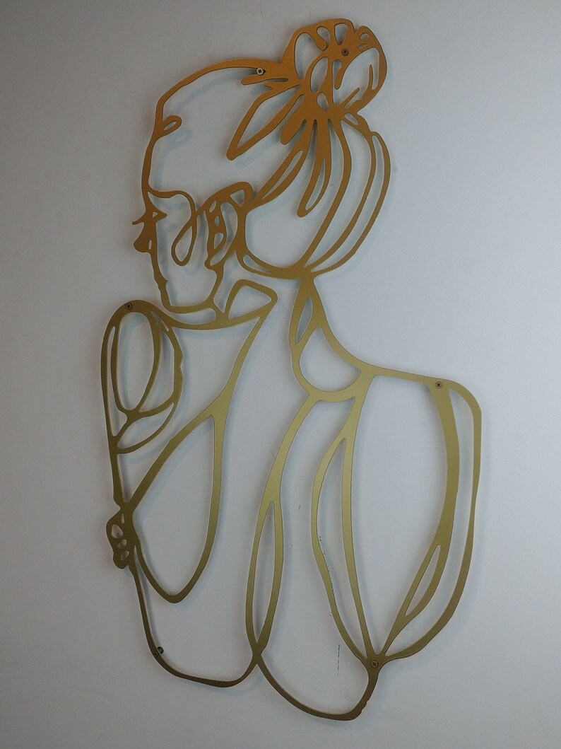 Woman Metal Wall Art Woman Line Art Bathroom Wall Decor Etsy