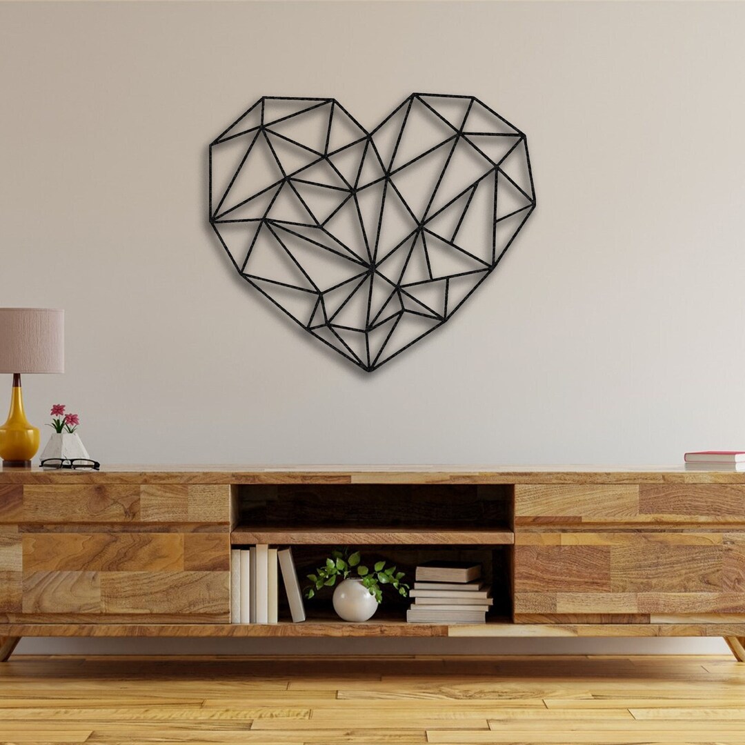 Metal Geometric Heart Art Heart Wall Decor Love and Desire Etsy