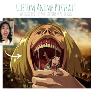 Ritratto anime personalizzato Disegno Cartone animato Arte personalizzata Illustrazione digitale Ritratto divertente da regalo fotografico Attacco AOT Titan FILE DIGITALE