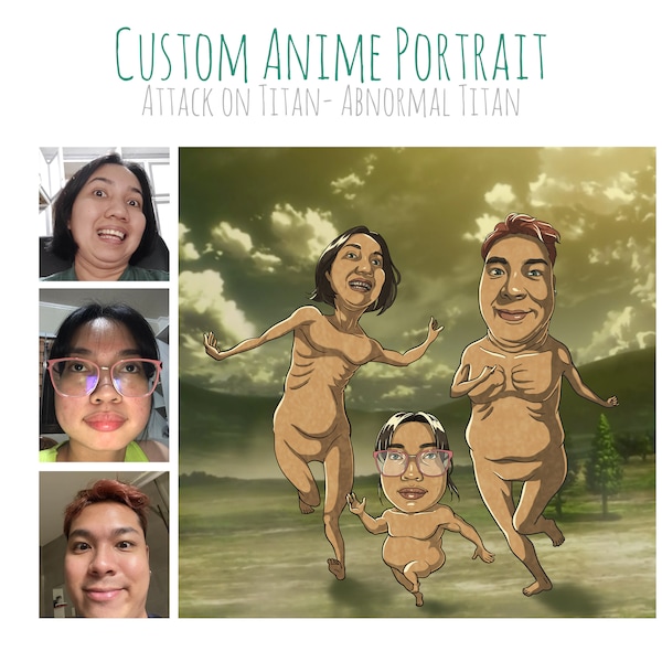Custom Anime Portrait Drawing Cartoon Personalized Art Digital Illustration Digital Art Funny Portrait from Photo Gift Attack AOT Titan