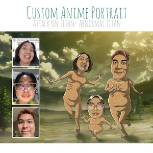 Benutzerdefinierte Anime Portrait Zeichnung Cartoon personalisierte Kunst Digitale Illustration Lustiges Portrait von Foto Geschenk Attacke AOT Titan DIGITALDATEI