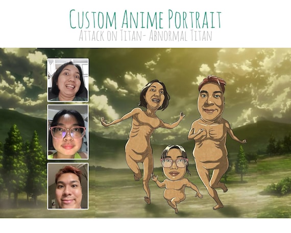 Custom Anime Portrait Drawing Cartoon Personalized Art Illustration Funny from Photo Gift Attack AOT Titan DIGITAL FILE