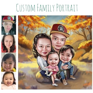 Custom Family Portrait, Caricature, drawing , Cartoon, Personalized Art, Digital Illustration, Digital Art, Portrait from Photo, Pet