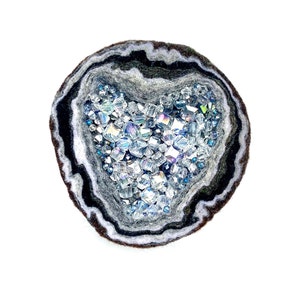 Handmade felted crystal geode Felted beaded geode Wool Felted Geode Handmade Fiber Art Wool Felting Gifts Felted Heart Shaped image 1