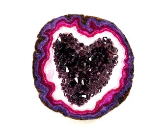 Handmade Felted Crystal Geode |  Felted Beaded Geode | Wool Felted Geode | Handmade Fiber Art | Wool Felting Gifts | Felted Art