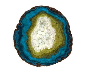 Handmade felted crystal geode |  Felted beaded geode | Wool Felted Geode | Handmade Fiber Art | Wool Felting Gifts | Felted Art