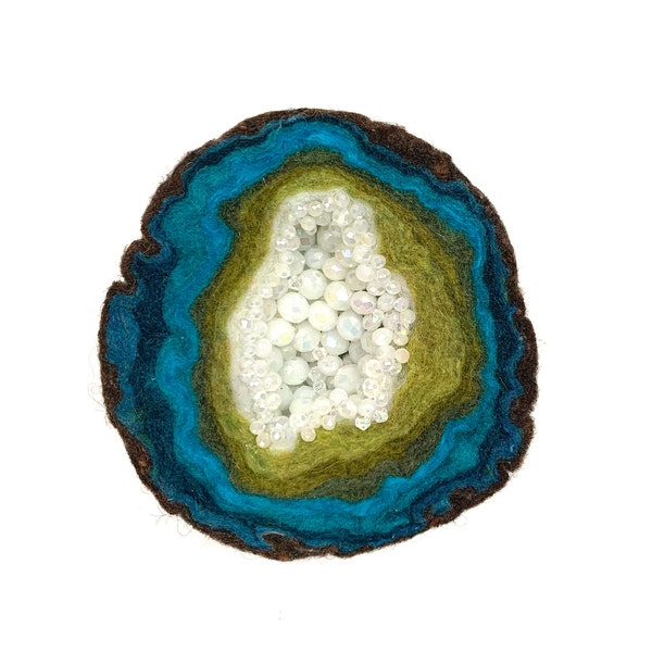 Handmade felted crystal geode |  Felted beaded geode | Wool Felted Geode | Handmade Fiber Art | Wool Felting Gifts | Felted Art