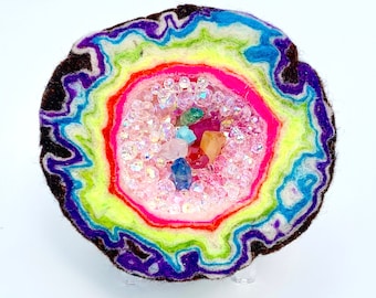 Handmade Felted Crystal Geode |  Felted Chakra Geode | Wool Felted Geode | Handmade Fiber Art | Wool Felting Gifts | Felted Art