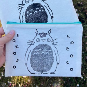 My Neighbor Totoro handprinted zipper pouch