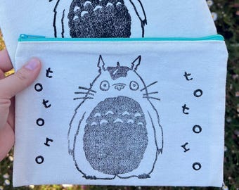 My Neighbor Totoro handprinted zipper pouch