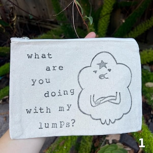 Lumpy Space Princess Adventure Time handprinted zipper pouch