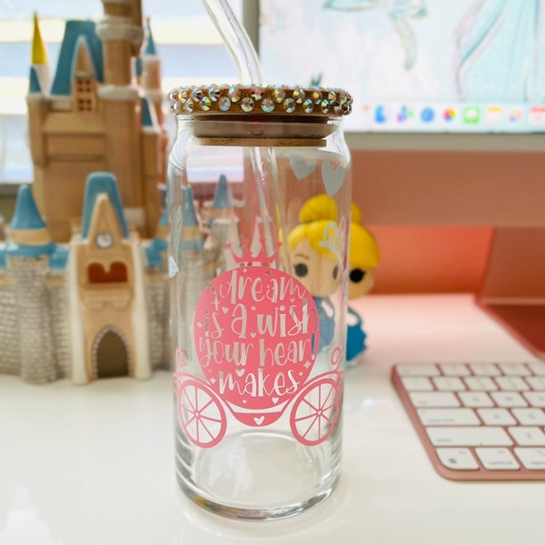 Princess  Tumbler,Princess glass cup, Princess cup, Glass beer can, Custom tumbler, Custom Cup, coffee cup