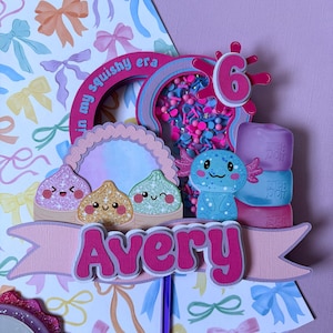 Personalized Squishy Cake Topper, Kawaii Dumpling, Glitter Shaker