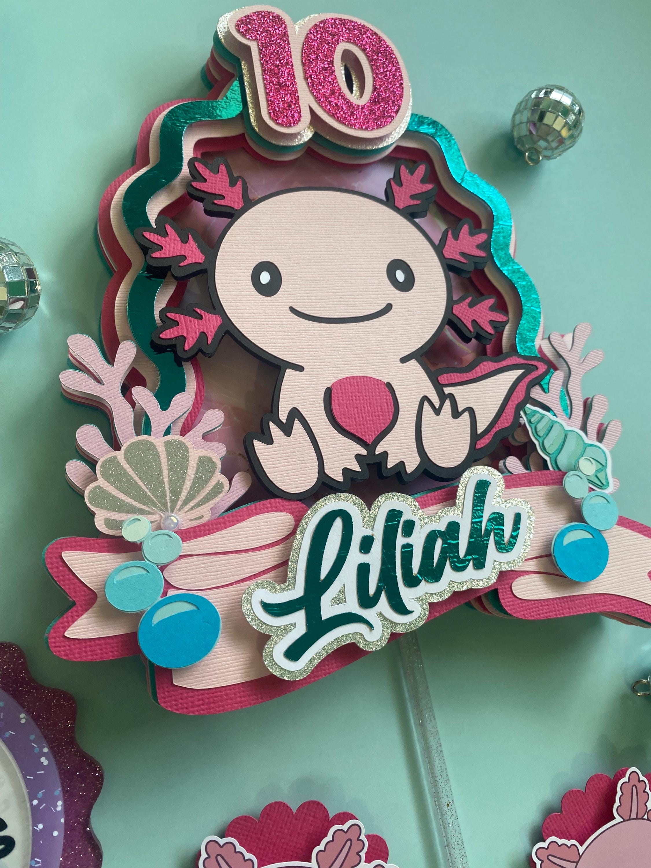 Axolotl Cake Topper, Axolotl Birthday Decor, Bright Colors - Etsy