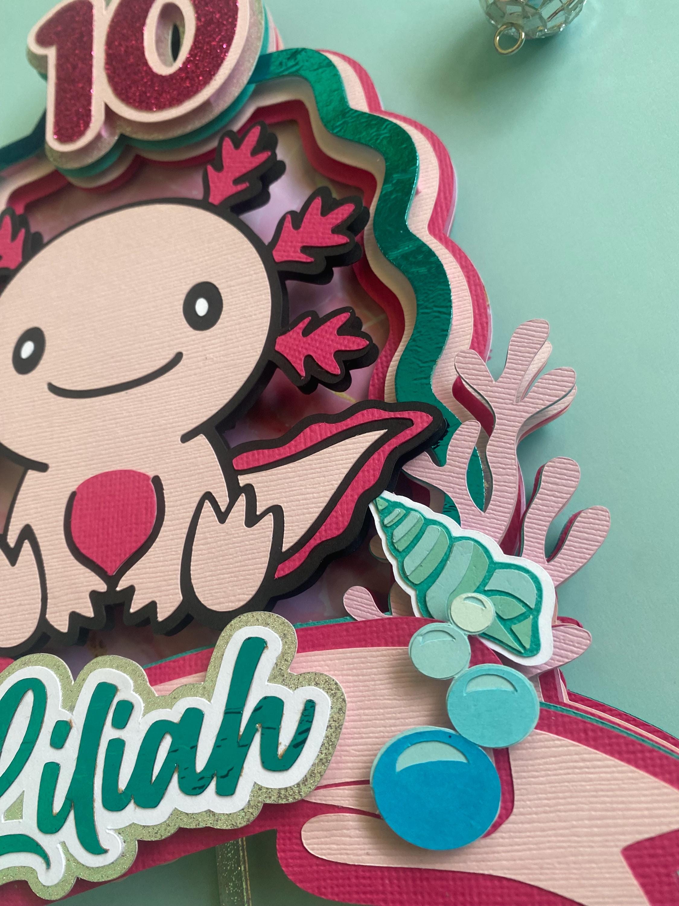 Axolotl Cake Topper, Axolotl Birthday Decor, Bright Colors - Etsy
