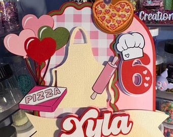 Pizza Party Kuchen Topper, Babys erste Scheibe, personalisierte Geburtstagsfeierdekoration