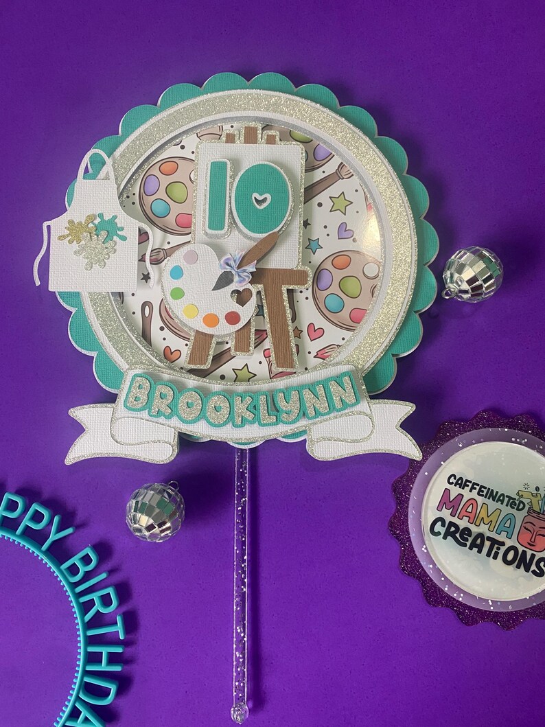 Personalized Art Birthday Cake Topper, Paint Splatter Party Decoration ...