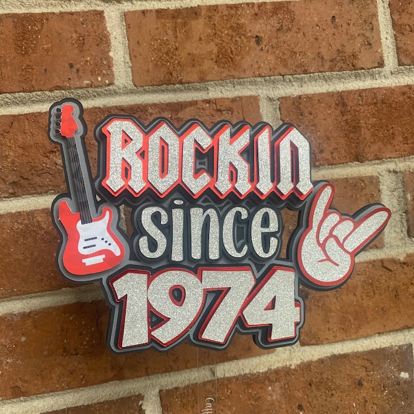 Rock and Roll Cake Topper, Rockin Since Personalized Decor