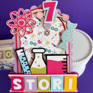 STEM Cake Topper, Science Cake Topper, Scientist Personalized Party Decor, Mad Scientist Custom Topper