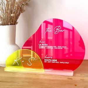 Menu double barre en acrylique rond asymétrique