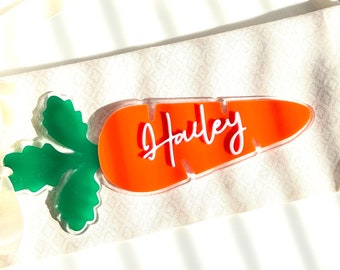 Acrylic Easter Carrot Tag/Name place - Multi layered acrylic with 3D Name Acrylic