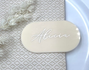 Acrylic Name Place/Tag - Oval with Engraved Writing