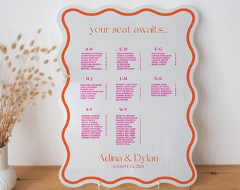 Seating Chart in Wavy Edged Acrylic Sign
