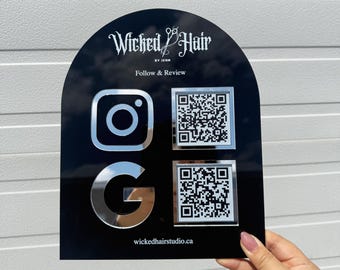 Acrylic Arch QR Code Sign | Social Media Display for Small Business