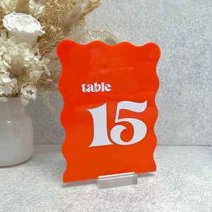 Wave Edge Table Number - Retro Font