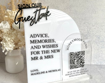 Double Arch Guestbook Sign  - 3D Writing | Wedding Decor | Audio Guestbook | QR Sign | Honeymoon Sign