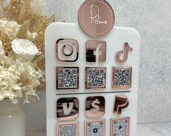 Acrylic Social Media Sign - QR code Sign - Business Sign - Custom Logo