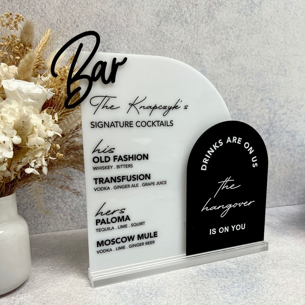 Double Arch Bar Menu - 3D Bar Writing | Wedding Decor