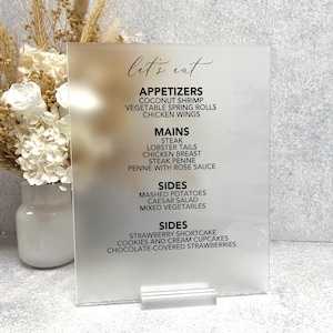 Menu w prostokątnym akrylu