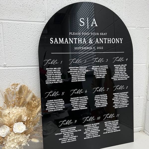 Arch Acrylic Seating Chart Sign