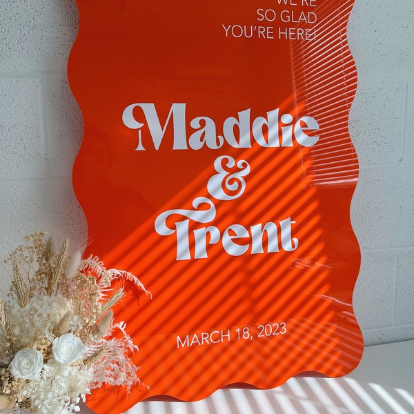 Retro Welcome Sign in Wavy Edge Acrylic