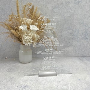 Engraved Acrylic Menu 8" x 10"  | Wedding Decor | Wedding Menu