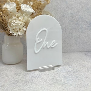 Acrylic Arch Number Acrylic Table Number - with 3D writing Acrylic - Montaselli