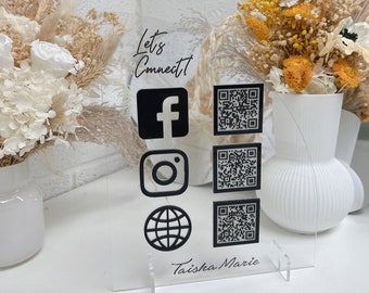 Custom Acrylic QR Code Sign | Social Media Business Display, UV Printed