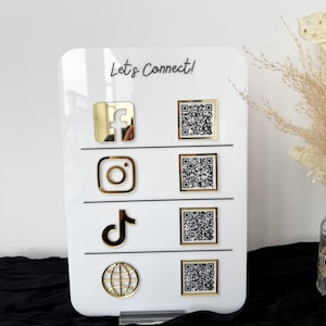 Panneau de code QR en acrylique | Affichage sur les réseaux sociaux | Enseigne personnalisée pour petite entreprise