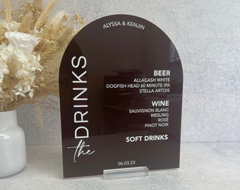 Engraved Acrylic Arch Bar Menu - The Drinks