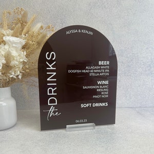 UV Printed Acrylic Arch Bar Menu - The Drinks