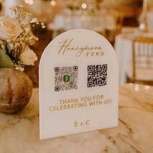 Acrylic Honeymoon QR Code Sign | Arch Cash Gift Table Decor